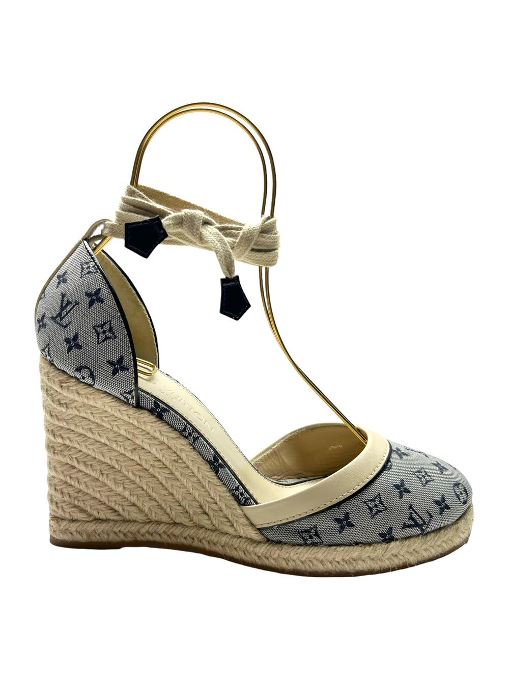 LOUIS VUITTON Ibiza LV Monogram Canvas Espadrille Wedges Sandals EU 40 US 10